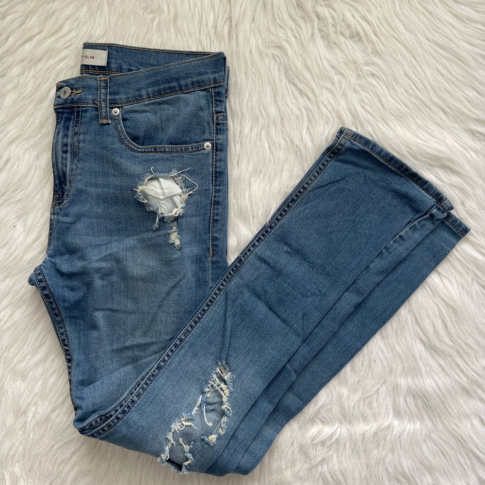 Levi’s 511 Women’s Slim Medium Wash distressed Jeans size 29 x 29